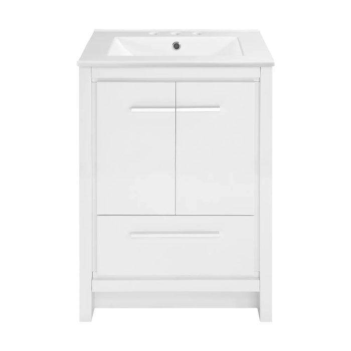 Swiss Madison Virage 24 in. White Bathroom Vanity With White, 3-Hole Ceramic Sink Top - SM-BV730W-3