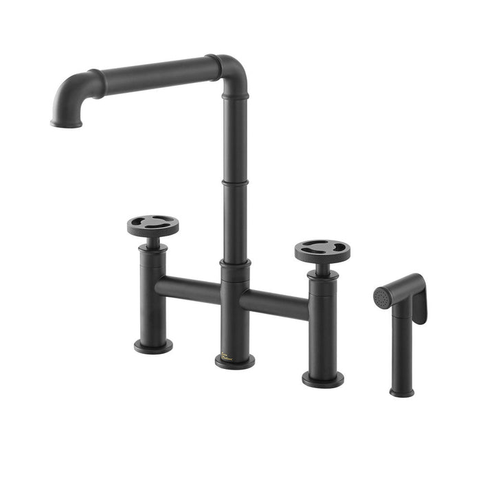 Swiss Madison Avallon Pro Widespread Kitchen Faucet with Side Sprayer in Matte Black