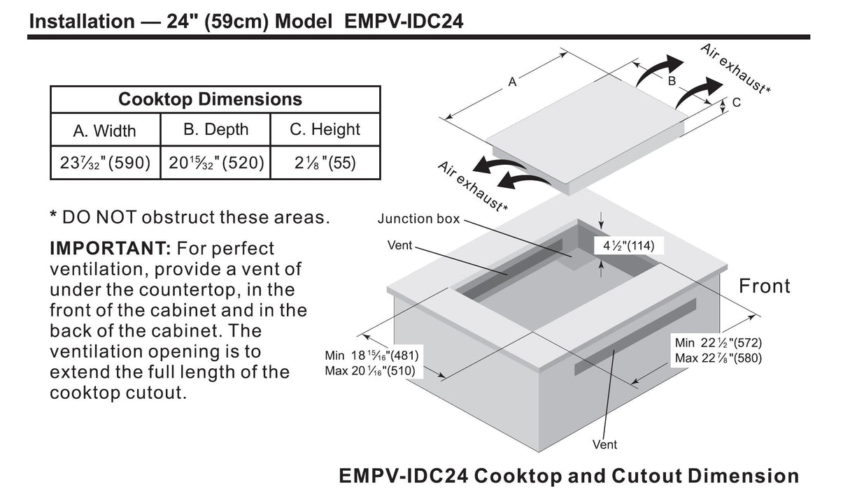 Empava 24 in. W x 20.5 in. D Induction Cooktop EMPV-IDC24