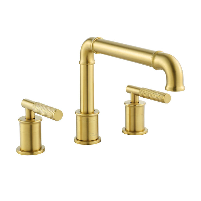 Swiss Madison Avallon 8 in. Widespread, Sleek Handle, Bathroom Faucet in Brushed Gold