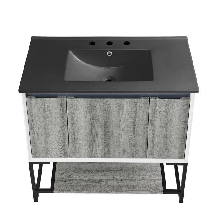 Swiss Madison Marseille 36 in. Gray Bathroom Vanity With Black, 3-Hole Ceramic Sink Top - SM-BV143-3MB