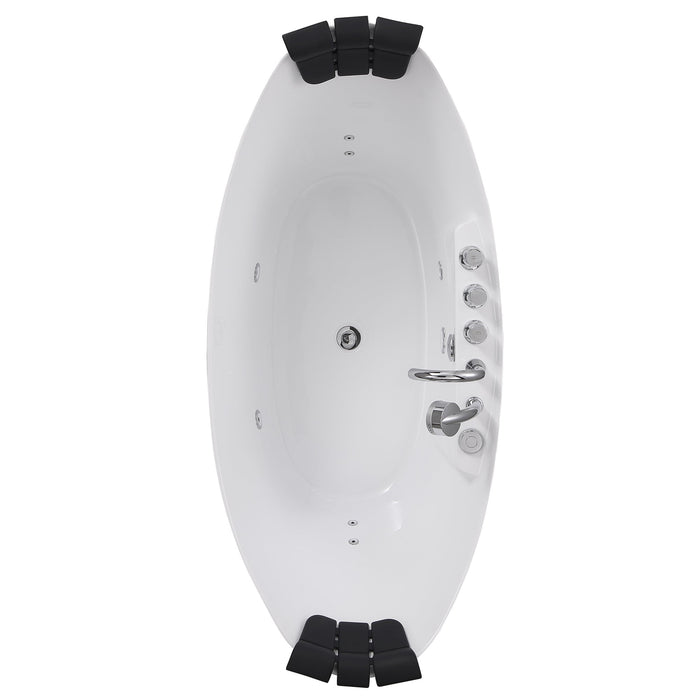 Empava 59" Freestanding Boat-shaped Whirlpool Bathtub with Center Drain EMPV-59AIS11