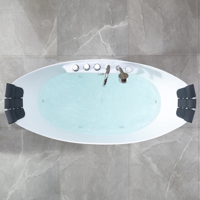 Empava 59" Freestanding Boat-shaped Whirlpool Bathtub with Center Drain EMPV-59AIS11