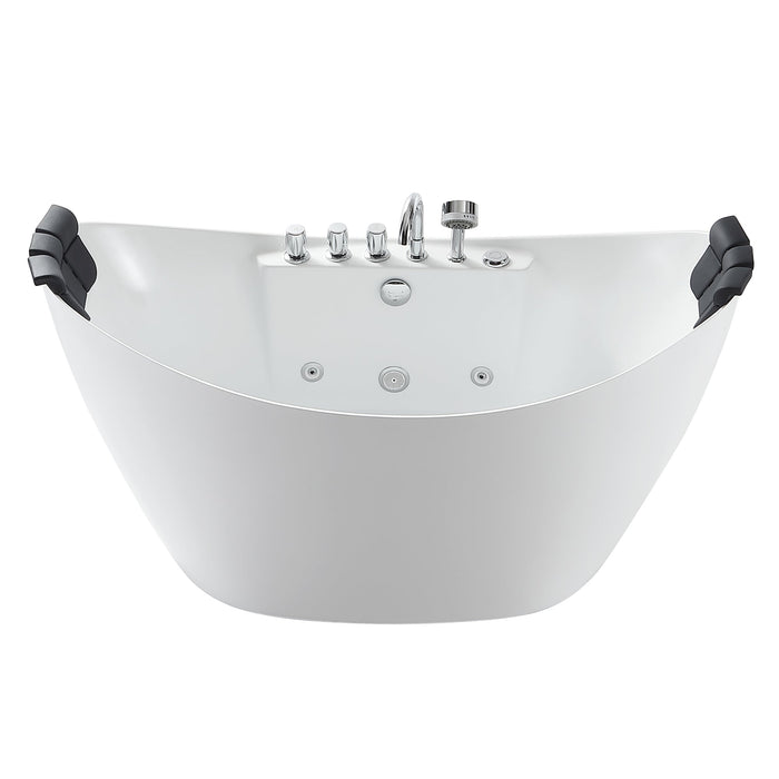 Empava 59" Freestanding Boat-shaped Whirlpool Bathtub with Center Drain EMPV-59AIS11