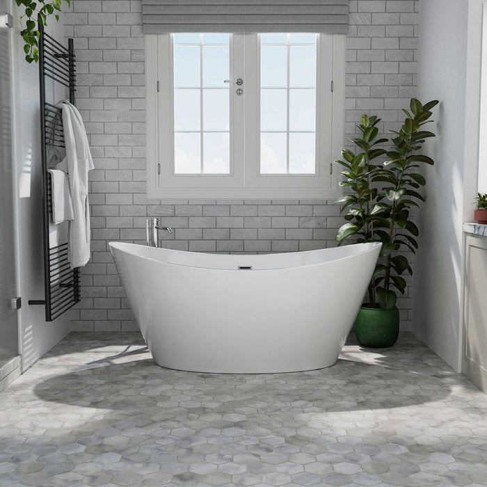 Empava 59" Freestanding Soaking Tub with Center Drain EMPV-59FT1518