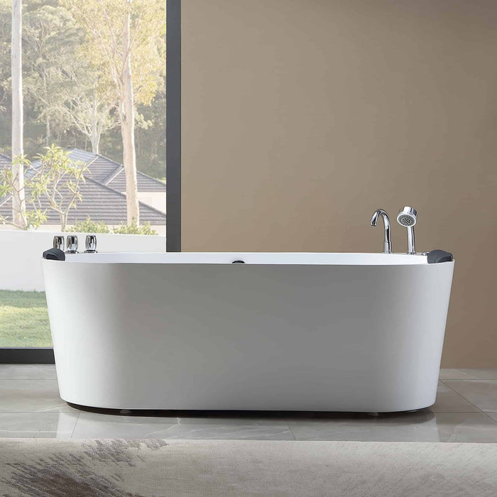 Empava 59" Freestanding Whirlpool Bathtub with Center Drain EMPV-59AIS06