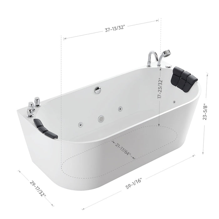 Empava 59" Freestanding Whirlpool Bathtub with Center Drain EMPV-59AIS06