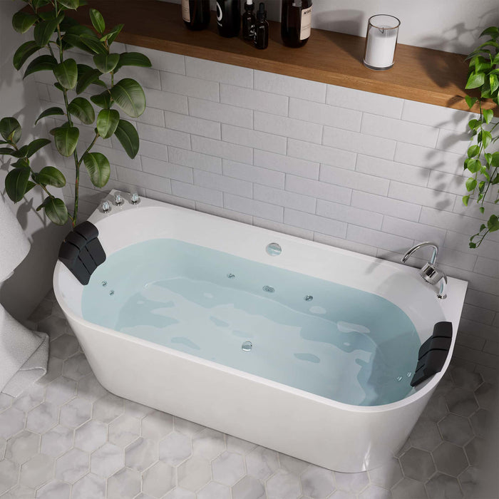 Empava 59" Freestanding Whirlpool Bathtub with Center Drain EMPV-59AIS06