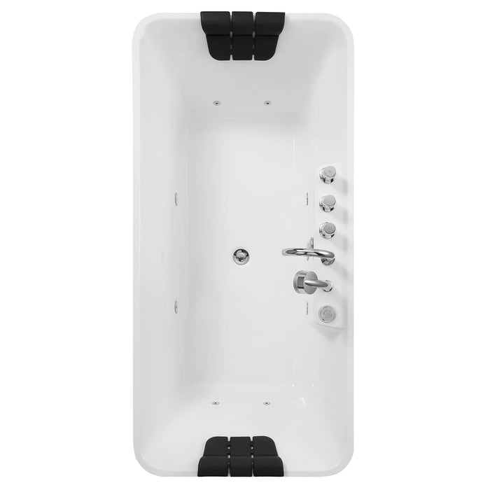 Empava 59" Freestanding Rectangle Whirlpool Bathtub with Center Drain EMPV-59AIS15