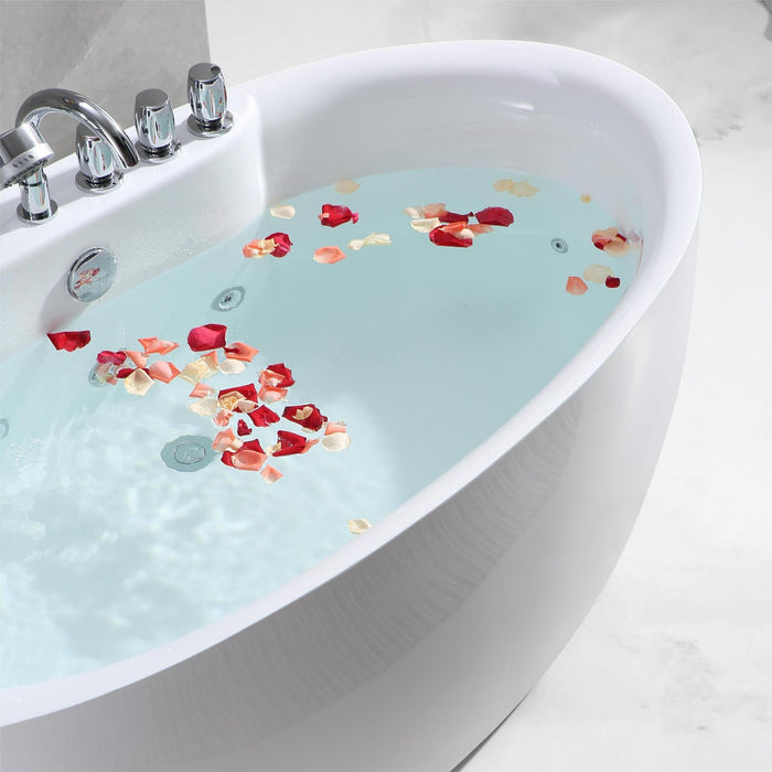 Empava 59" Freestanding Whirlpool Bathtub with Reversible Drain EMPV-59AIS12