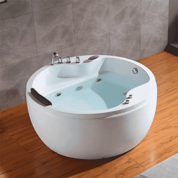 Empava 59" Freestanding Whirlpool Round Tub with Right Drain EMPV-59JT005