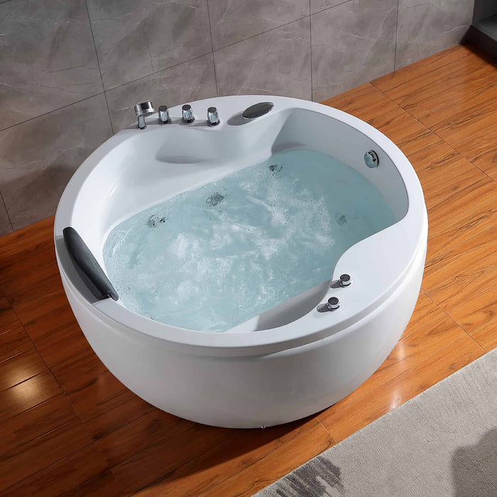 Empava 59" Freestanding Whirlpool Round Tub with Right Drain EMPV-59JT005