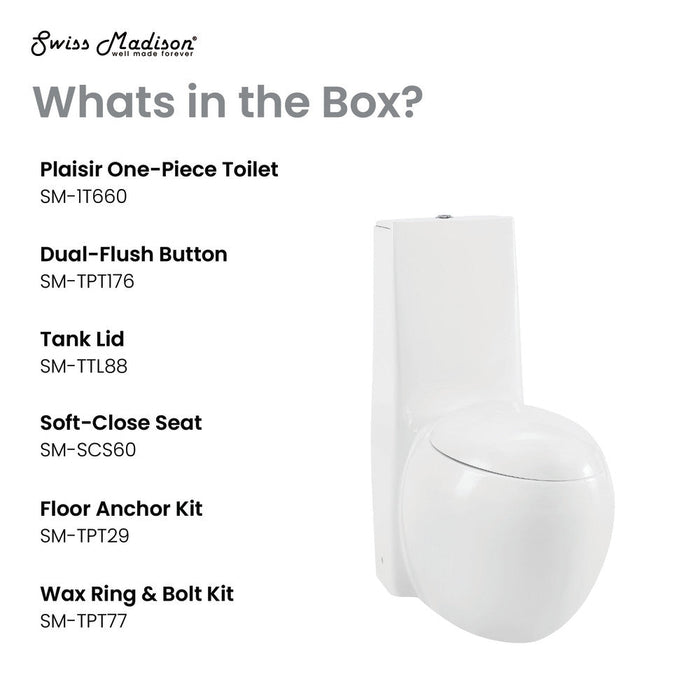 Swiss Madison Plaisir One-Piece Elongated Toilet Dual-Flush 1.1/1.6 gpf
