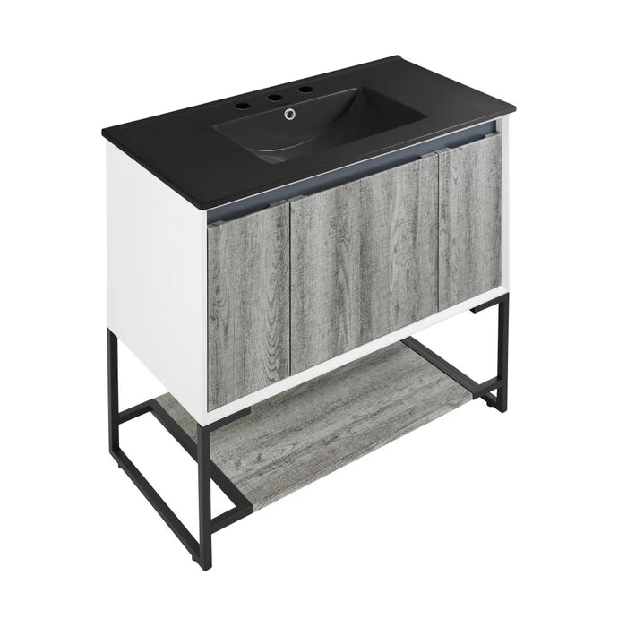 Swiss Madison Marseille 36 in. Gray Bathroom Vanity With Black, 3-Hole Ceramic Sink Top - SM-BV143-3MB