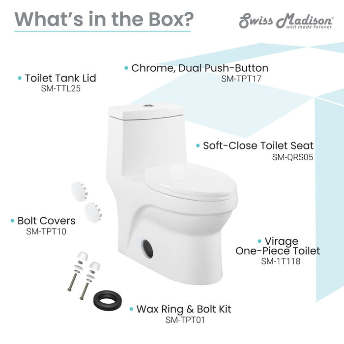Swiss Madison Virage One-Piece Elongated Toilet Vortex Dual-Flush 1.1/1.6 gpf