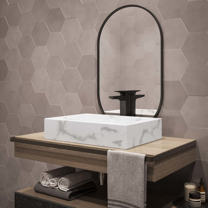 Swiss Madison Voltaire 22" Ceramic Vessel Bathroom Sink in White Marble