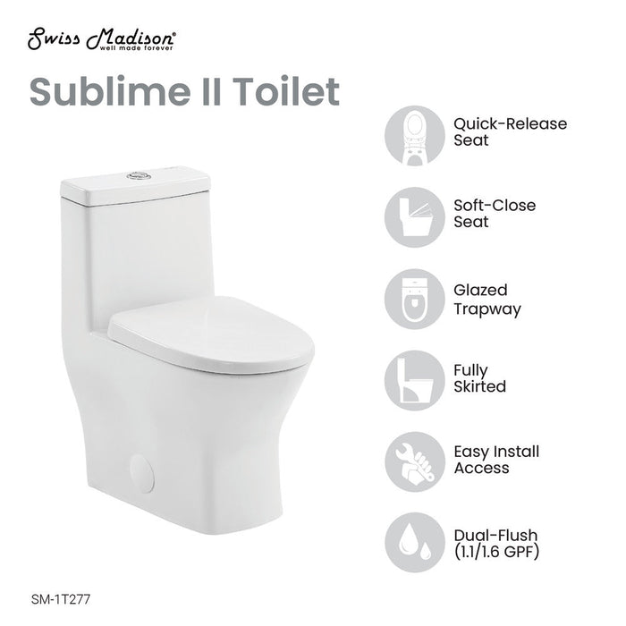 Swiss Madison Sublime II One-Piece Round Toilet, 10" Rough-In 1.1/1.6 gpf
