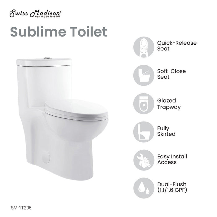 Swiss Madison Sublime One-Piece Elongated Toilet Dual-Flush 1.1/1.6 gpf