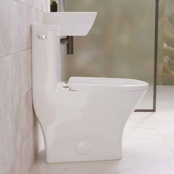 Swiss Madison Sublime II One-Piece Round Toilet with Left Side Flush, 10" Rough-In 1.28 gpf