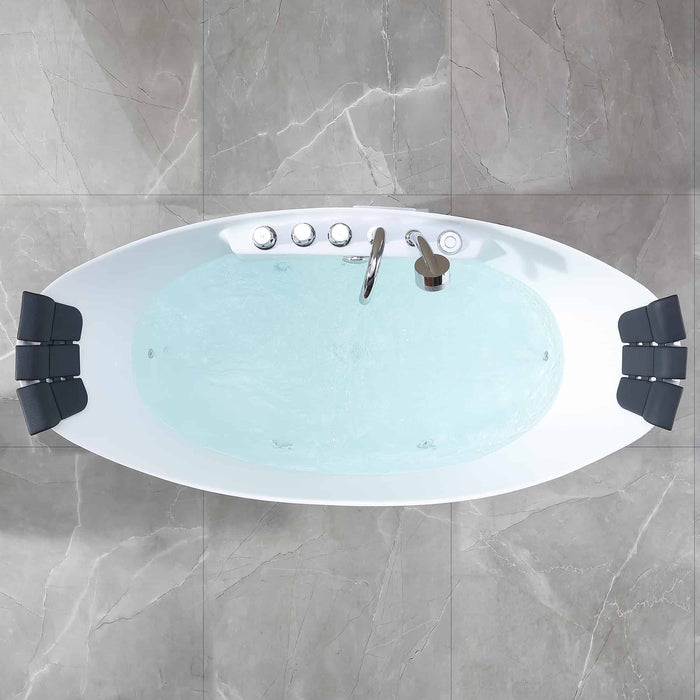 Empava 67" Freestanding Boat-shaped Whirlpool Bathtub with Center Drain EMPV-67AIS10