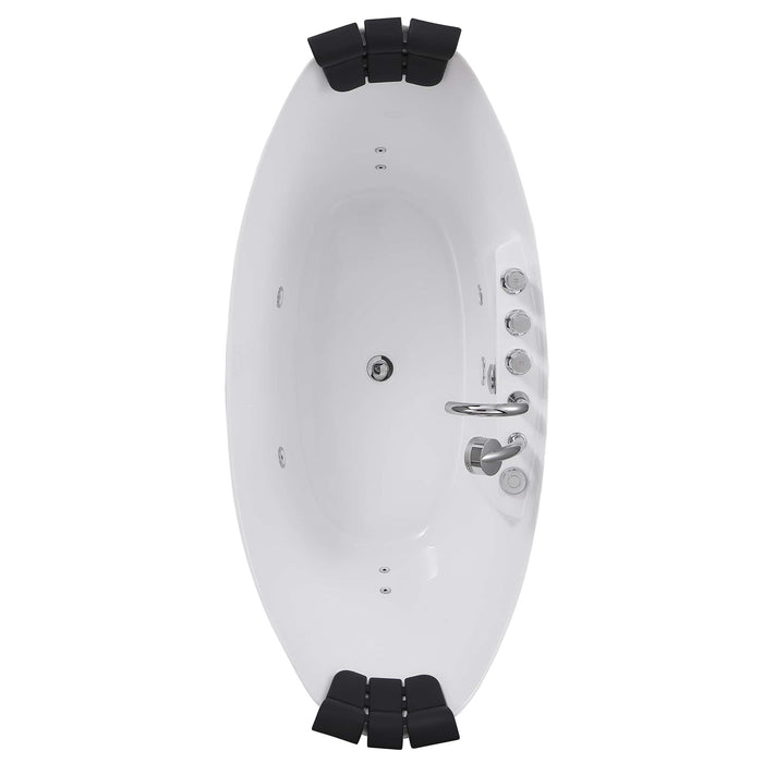 Empava 67" Freestanding Boat-shaped Whirlpool Bathtub with Center Drain EMPV-67AIS10