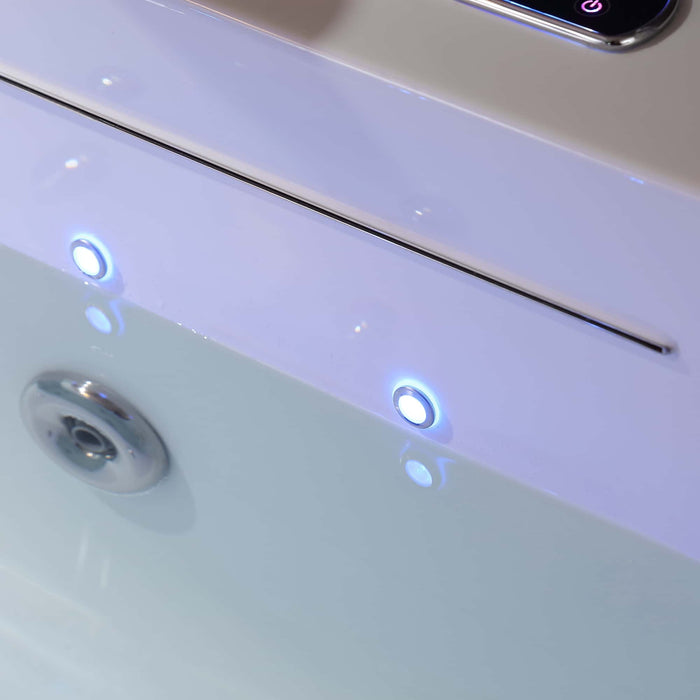 Empava 67" Alcove Combination Massage Inline Heater LED Tub with Left Drain EMPV-67JT351LED