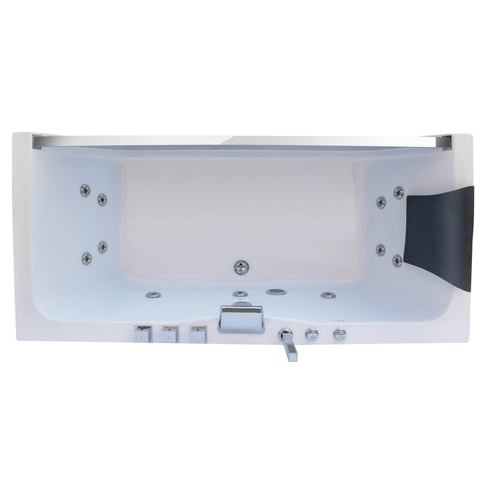 Empava 67" Alcove LED Whirlpool Bathtub with Center Drain EMPV-67JT408LED