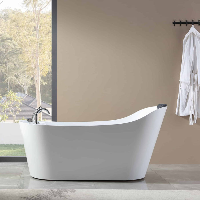 Empava 67" Freestanding Whirlpool Bathtub With Reversible Drain EMPV-67AIS09