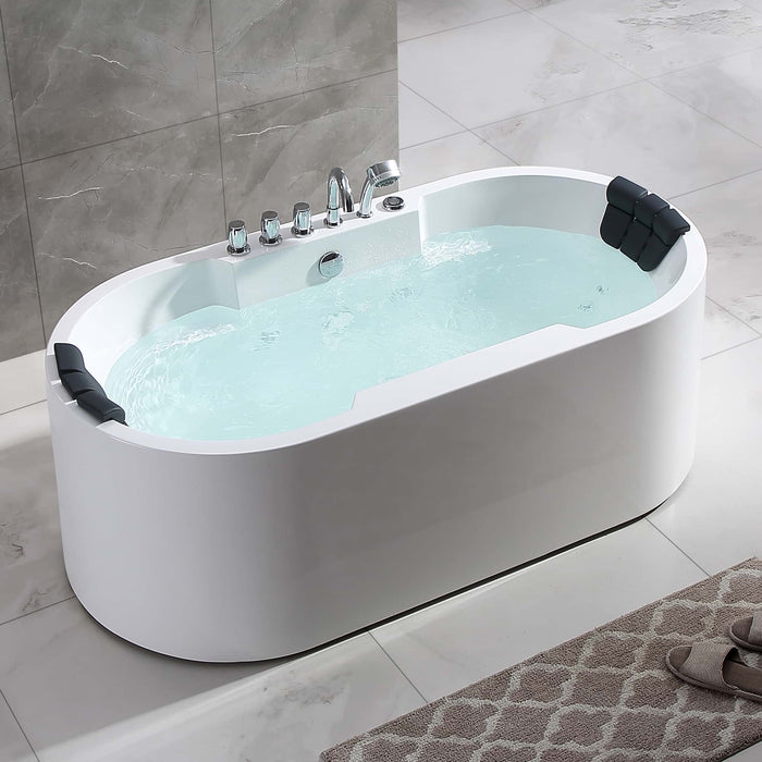 Empava 67" Freestanding Whirlpool Bathtub with Center Drain EMPV-67AIS17