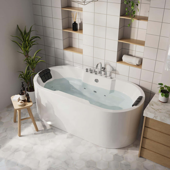 Empava 67" Freestanding Whirlpool Bathtub with Center Drain EMPV-67AIS17