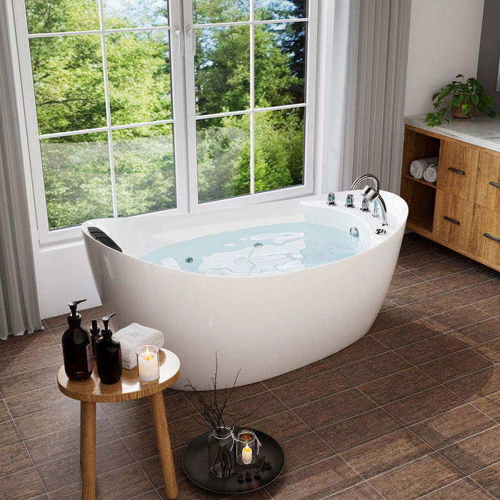 Empava 67" Freestanding Whirlpool Bathtub with Reversible Drain EMPV-67AIS02