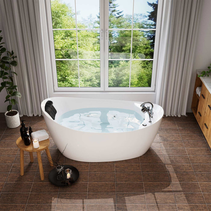 Empava 67" Freestanding Whirlpool Bathtub with Reversible Drain EMPV-67AIS02