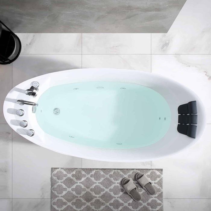 Empava 67" Freestanding Whirlpool Bathtub with Reversible Drain EMPV-67AIS02