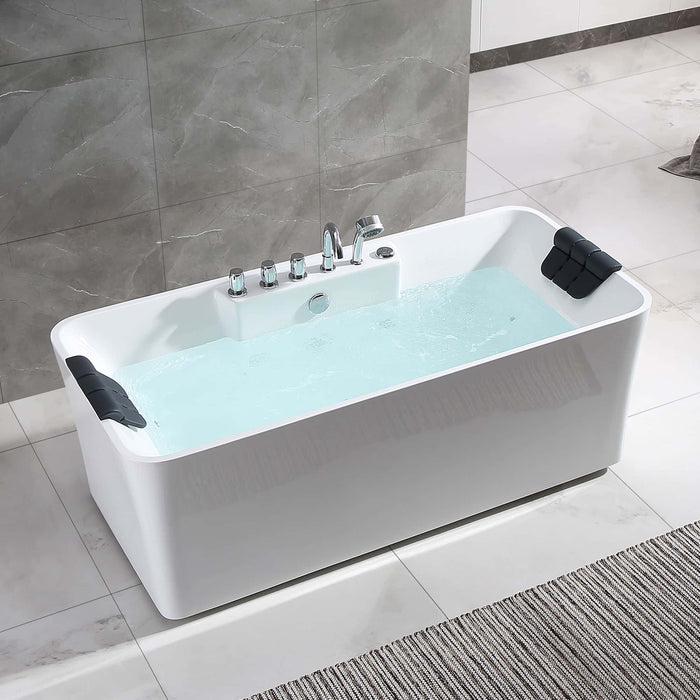 Empava 67" Freestanding Whirlpool Bathtub with Center Drain EMPV-67AIS16