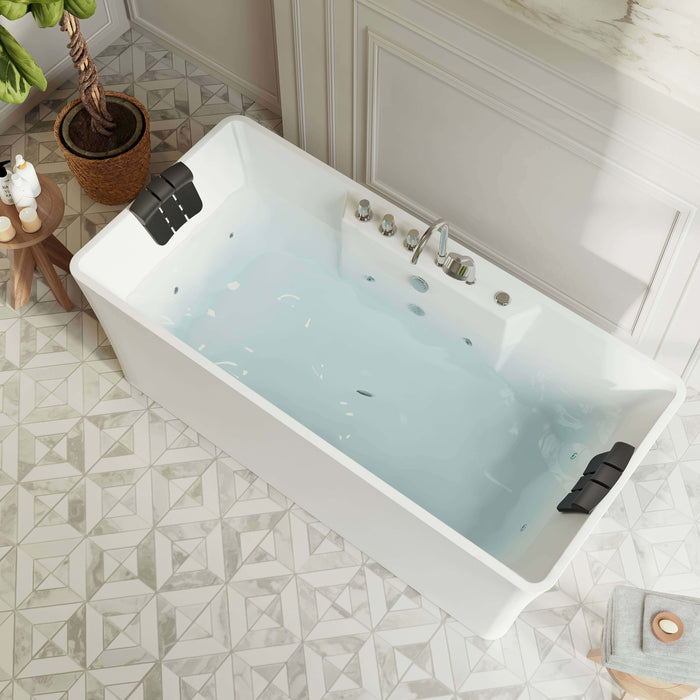 Empava 67" Freestanding Whirlpool Bathtub with Center Drain EMPV-67AIS16