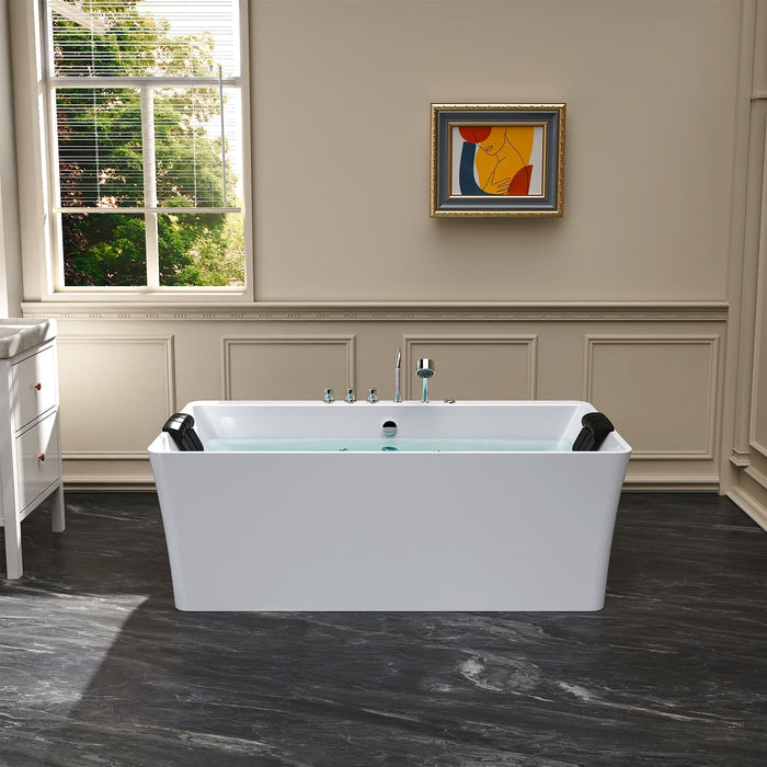 Empava 67" Freestanding Whirlpool Bathtub with Center Drain EMPV-67AIS03