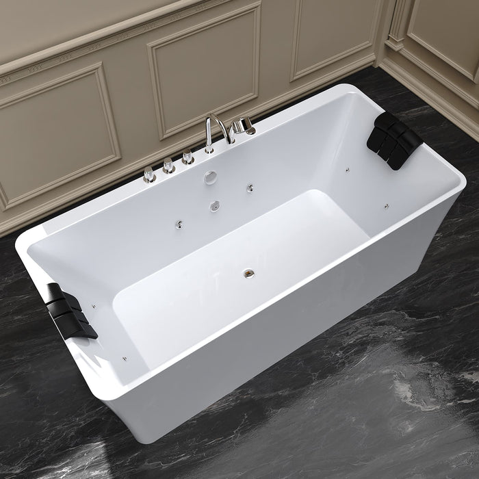 Empava 67" Freestanding Whirlpool Bathtub with Center Drain EMPV-67AIS03