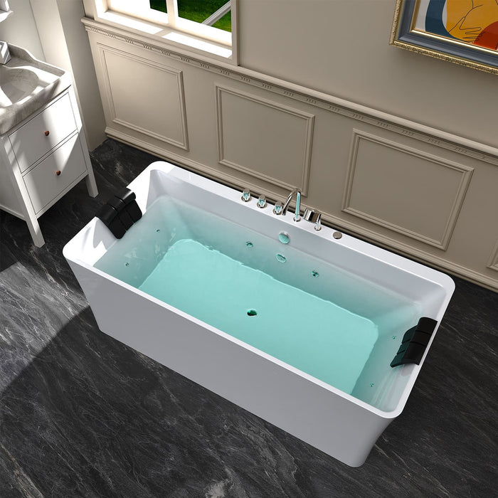 Empava 67" Freestanding Whirlpool Bathtub with Center Drain EMPV-67AIS03