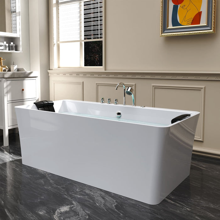 Empava 67" Freestanding Whirlpool Bathtub with Center Drain EMPV-67AIS03