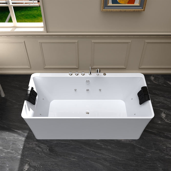 Empava 67" Freestanding Whirlpool Bathtub with Center Drain EMPV-67AIS03