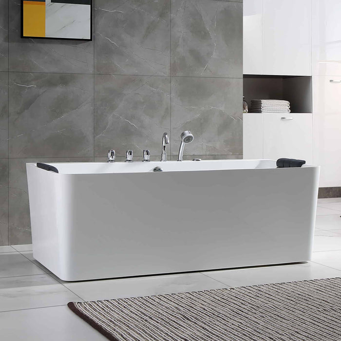 Empava 67" Freestanding Whirlpool Bathtub with Center Drain EMPV-67AIS03