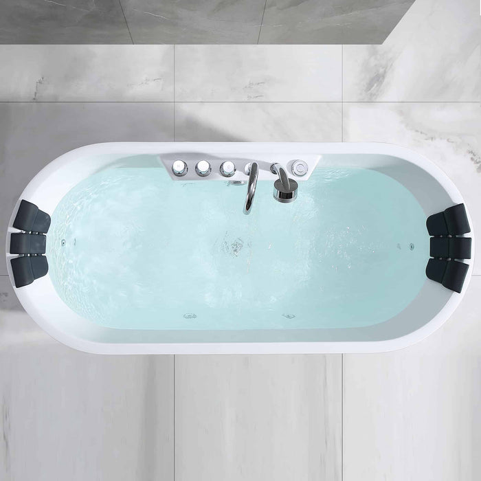 Empava 67" Freestanding Whirlpool Bathtub with Center Drain EMPV-67AIS01