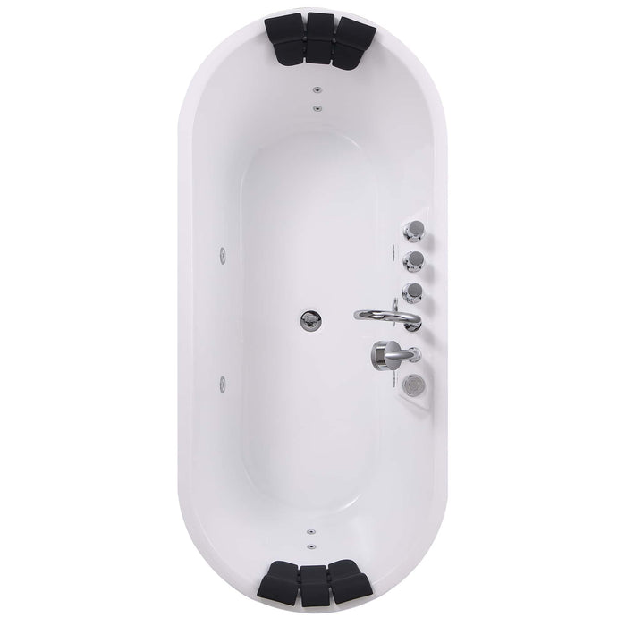 Empava 67" Freestanding Whirlpool Bathtub with Center Drain EMPV-67AIS01