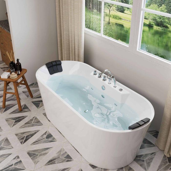 Empava 67" Freestanding Whirlpool Bathtub with Center Drain EMPV-67AIS01