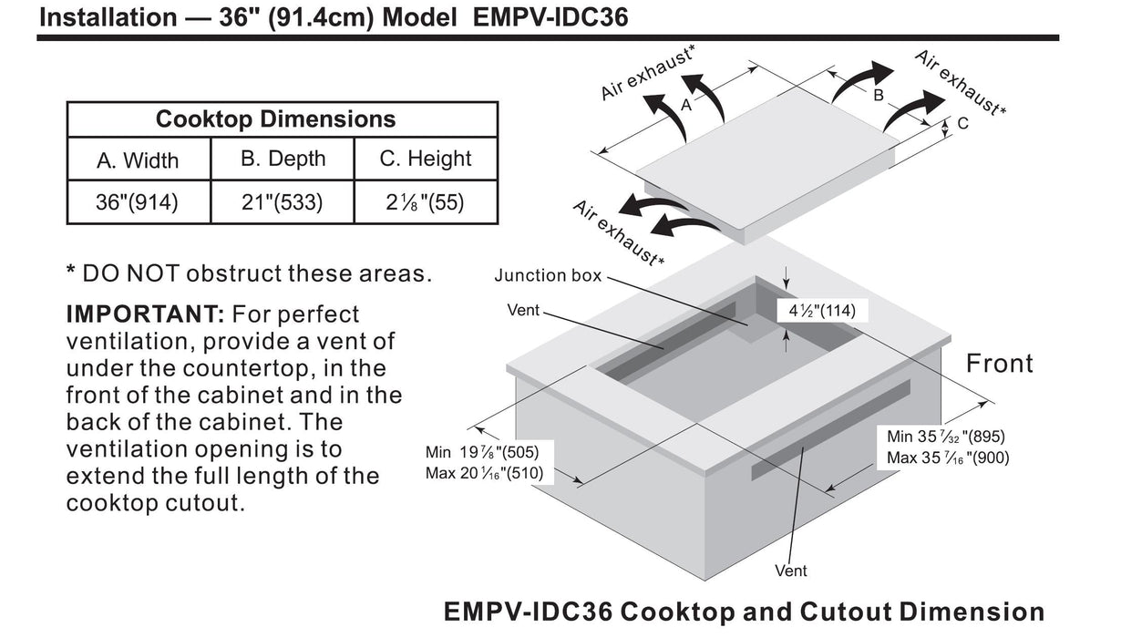 Empava 36 in. W x 21 in. D Induction Cooktop EMPV-IDC36