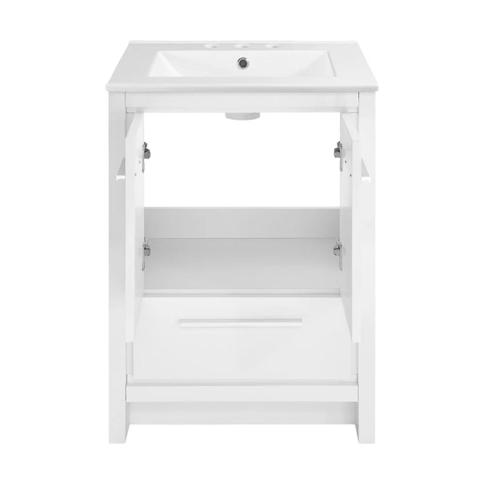 Swiss Madison Virage 24 in. White Bathroom Vanity With White, 3-Hole Ceramic Sink Top - SM-BV730W-3