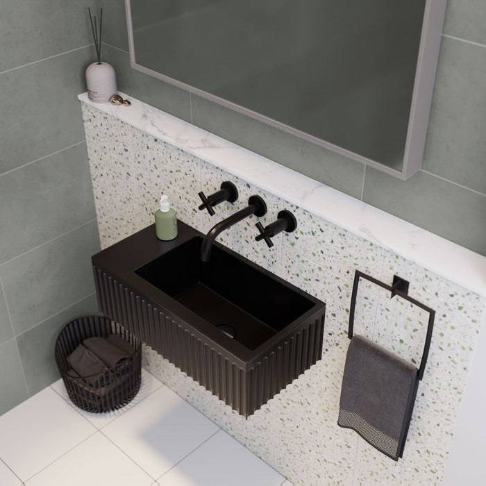 Swiss Madison Delice 24" Rectangle Wall-Mount Bathroom Sink in Matte Black