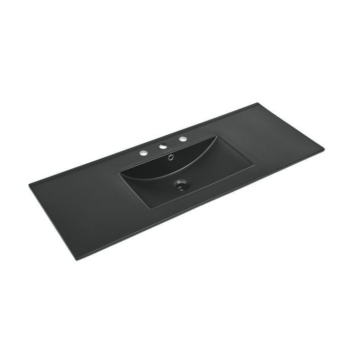 Swiss Madison 48" Ceramic Vanity Top with Three Faucet Holes in Matte Black