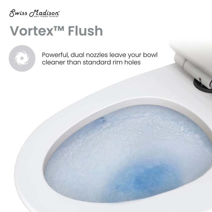Swiss Madison Ivy One Piece Toilet Dual Vortex™ Flush, Black Hardware 1.1/1.6 gpf