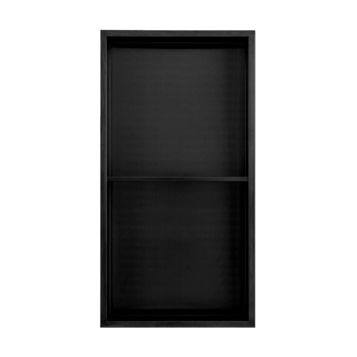 Swiss Madison Voltaire 12" x 24" Stainless Steel Double Shelf Wall Niche in Matte Black